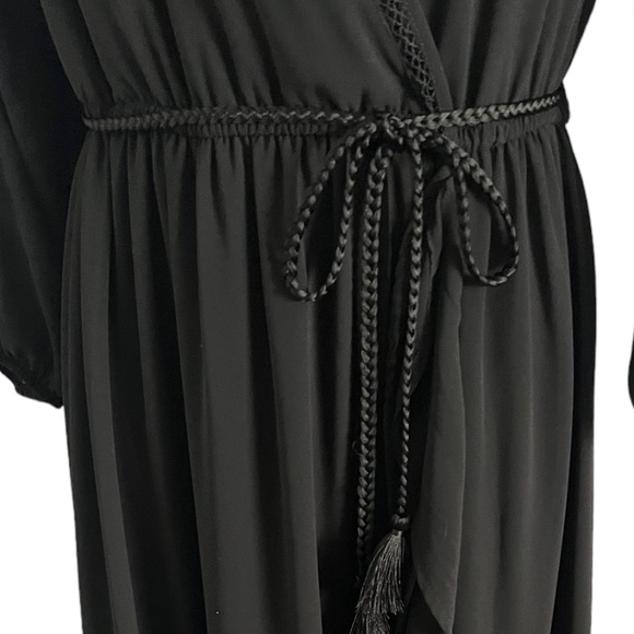 Just Fab | Black Chiffon Ruffle Front  | Maxi Dress - Picture 4 of 8